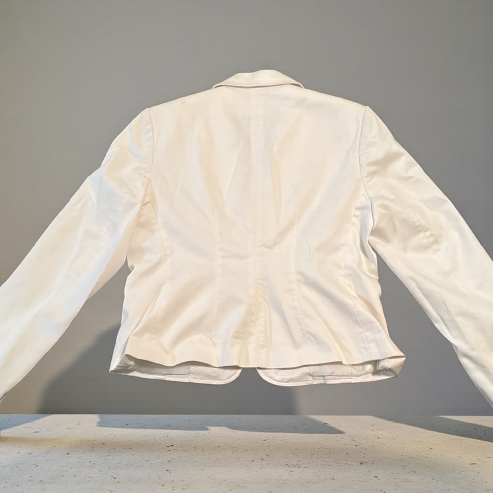 Larry Levine Classic Single Button Lined Blazer‎ with Zip Pockets Size 12 White - Picture 7 of 10